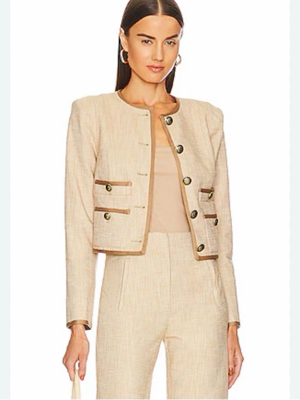sz 6 VERONICA BEARD Charisse Pocketed Jacket Camel  Womens Cropped Blazer $698